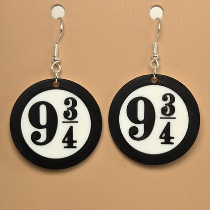 Boucle d'oreille en forme de 9 3-4 avec crochets hypoallergéniques sans nickel