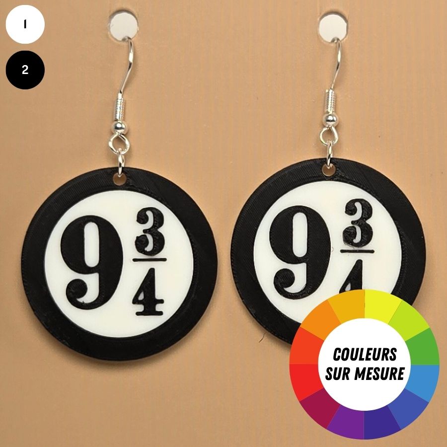 Boucle d'oreille en forme de 9 3-4 avec crochets hypoallergéniques sans nickel