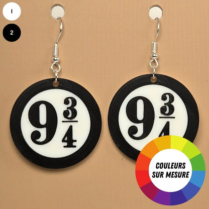 Boucle d'oreille en forme de 9 3-4 avec crochets hypoallergéniques sans nickel