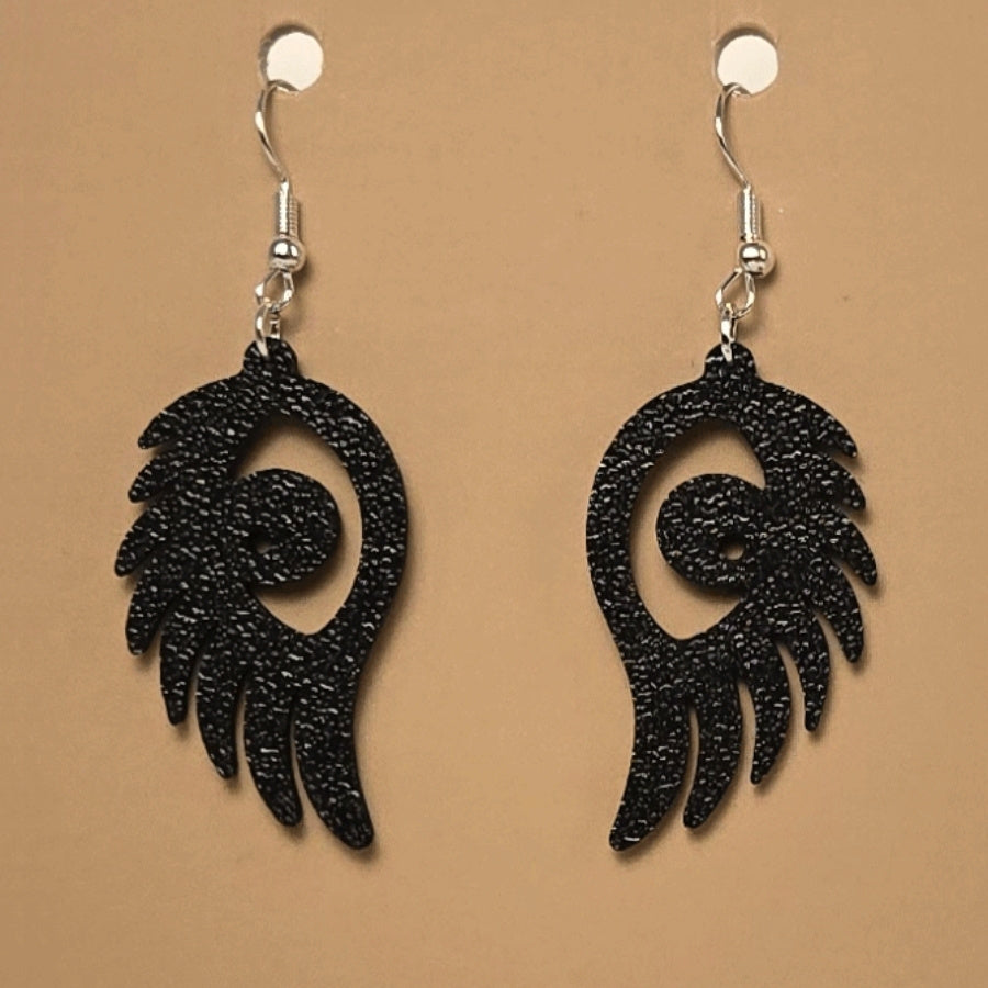 Boucle d'oreille en forme de Aile avec crochets hypoallergéniques sans nickel