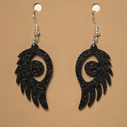 Boucle d'oreille en forme de Aile avec crochets hypoallergéniques sans nickel