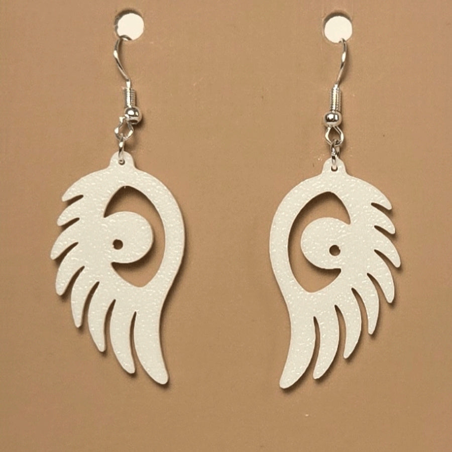 Boucle d'oreille en forme de Aile avec crochets hypoallergéniques sans nickel