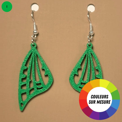 Boucle d'oreille en forme de Aile avec crochets hypoallergéniques sans nickel