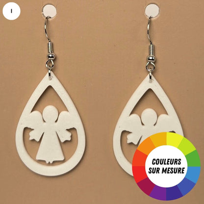 Boucle d'oreille en forme de Ange avec crochets hypoallergéniques sans nickel