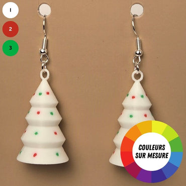 Boucle d'oreille en forme de Arbre Noel festive avec crochets hypoallergéniques sans nickel