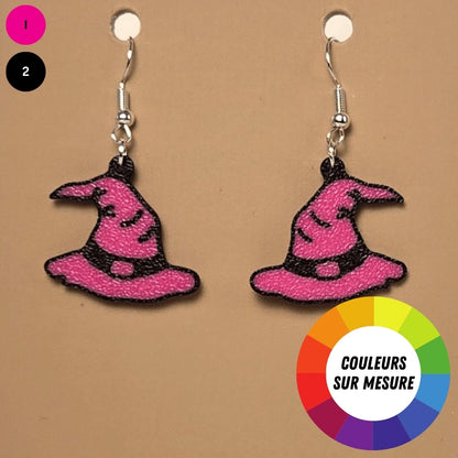 Boucle d'oreille en forme de Chapeau Sorcier avec crochets hypoallergéniques sans nickel