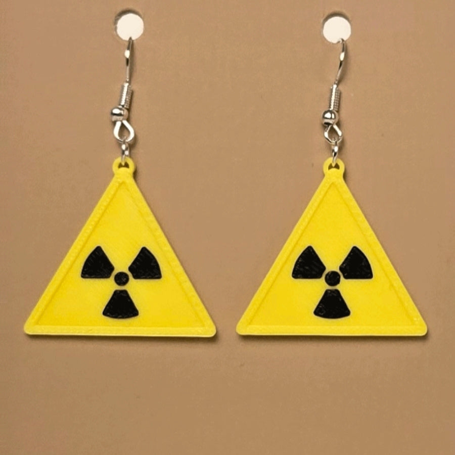 Boucle d'oreille en forme de Avertissement Rayonnement ionisant avec crochets hypoallergéniques sans nickel