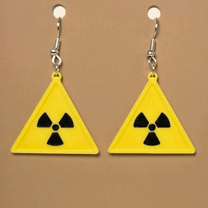 Boucle d'oreille en forme de Avertissement Rayonnement ionisant avec crochets hypoallergéniques sans nickel