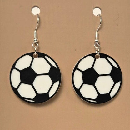 Boucle d'oreille en forme de Ballon Soccer avec crochets hypoallergéniques sans nickel