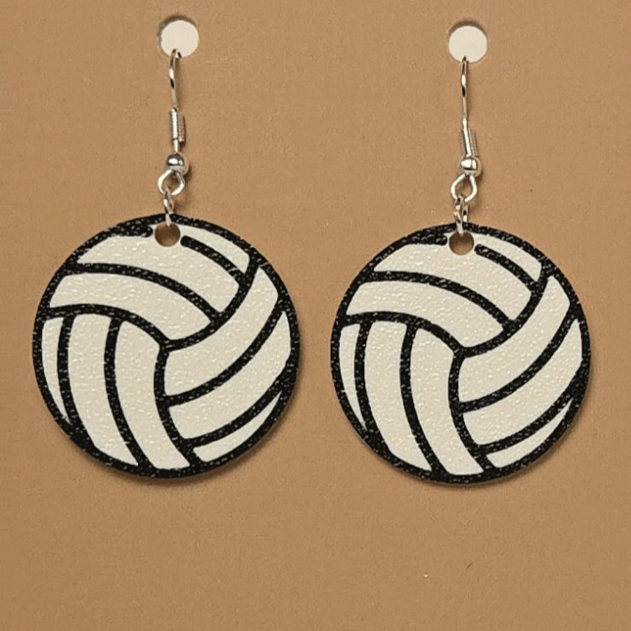 Boucle d'oreille en forme de Ballon Volleyball avec crochets hypoallergéniques sans nickel