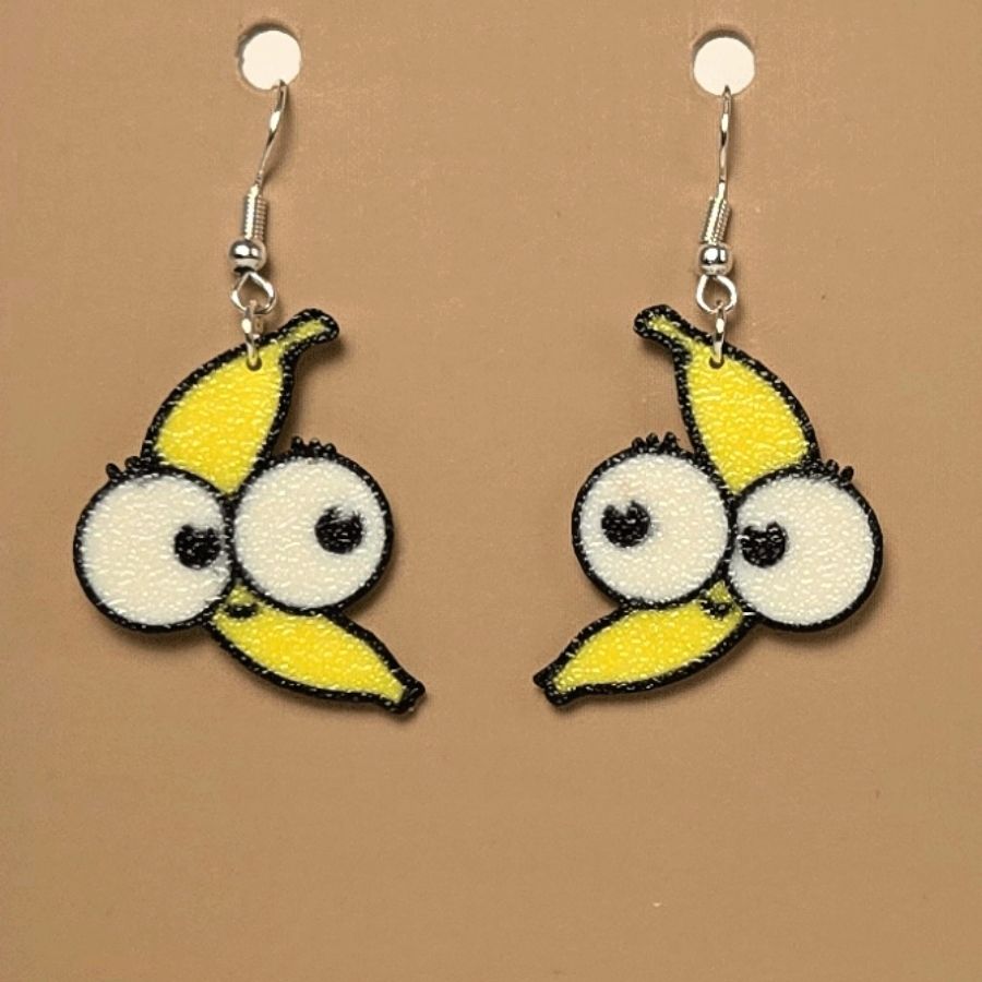 Boucle d'oreille en forme de Banane Yeux avec crochets hypoallergéniques sans nickel