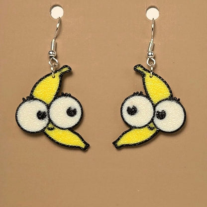 Boucle d'oreille en forme de Banane Yeux avec crochets hypoallergéniques sans nickel