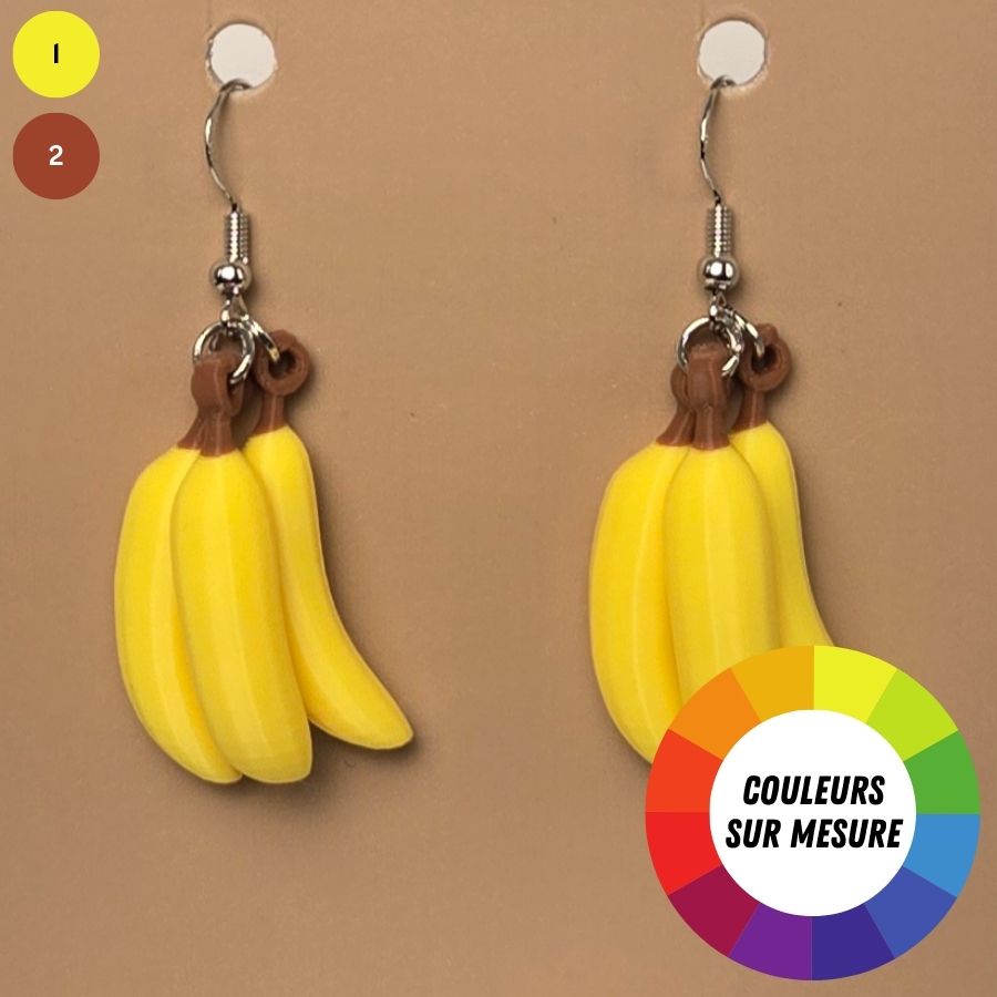 Boucle d'oreille en forme de Banane avec crochets hypoallergéniques sans nickel