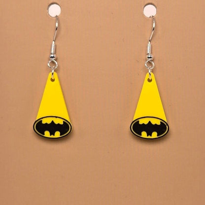 Boucle d'oreille en forme de Batman avec crochets hypoallergéniques sans nickel