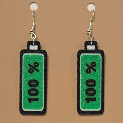 Boucle d'oreille en forme de Batterie 100 avec crochets hypoallergéniques sans nickel