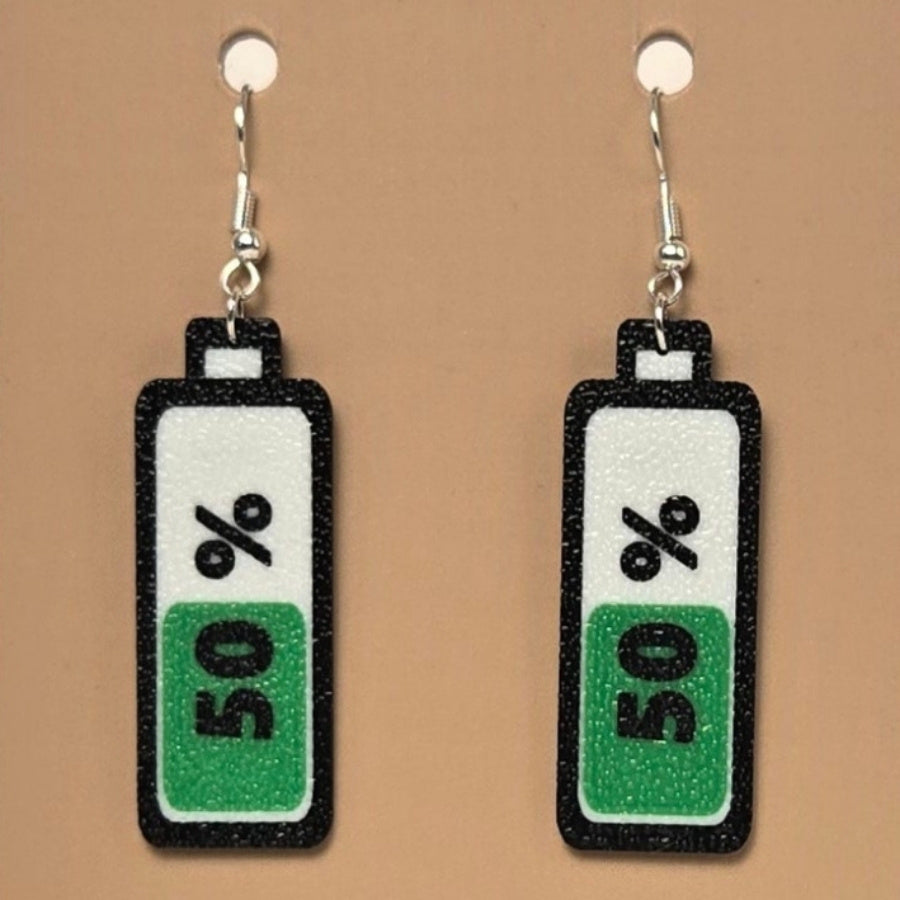 Boucle d'oreille en forme de Batterie 50 avec crochets hypoallergéniques sans nickel