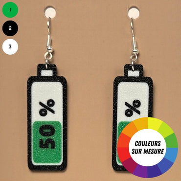 Boucle d'oreille en forme de Batterie 50 avec crochets hypoallergéniques sans nickel