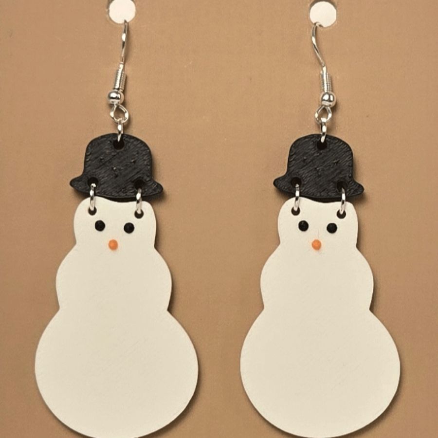 Boucle d'oreille en forme de Bonhomme de neige festive avec crochets hypoallergéniques sans nickel