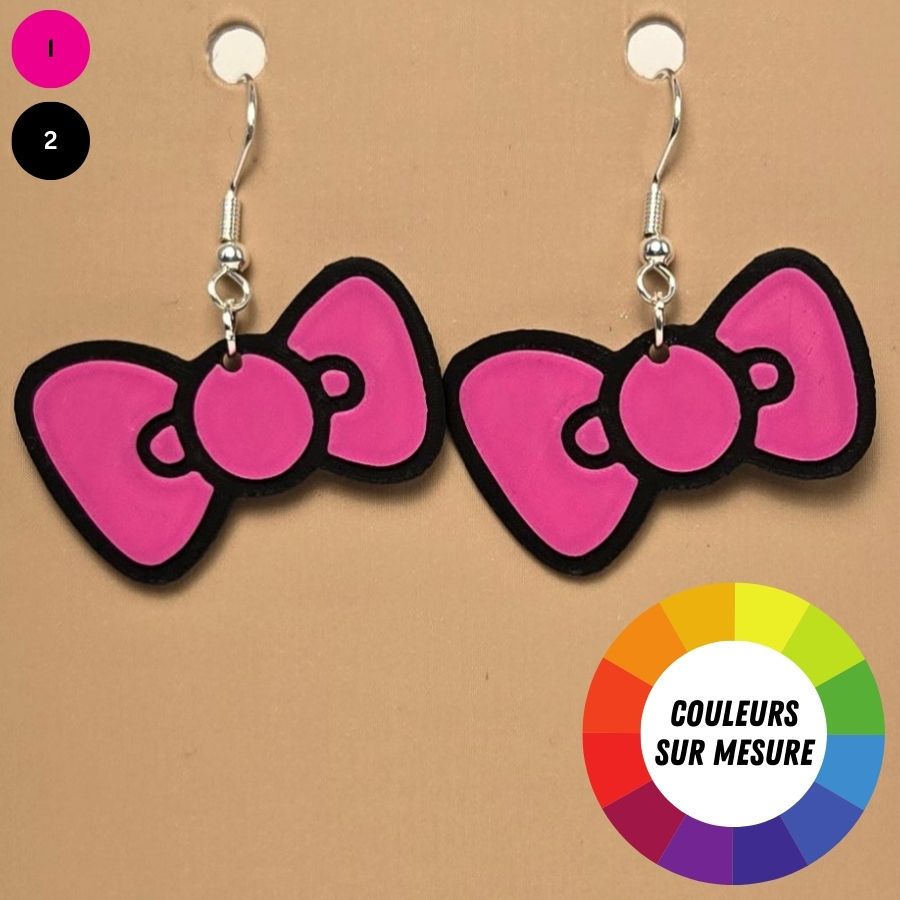 Boucle d'oreille en forme de Boucle Hello Kitty avec crochets hypoallergéniques sans nickel