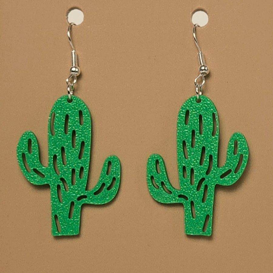 Boucle d'oreille en forme de Cactus avec crochets hypoallergéniques sans nickel