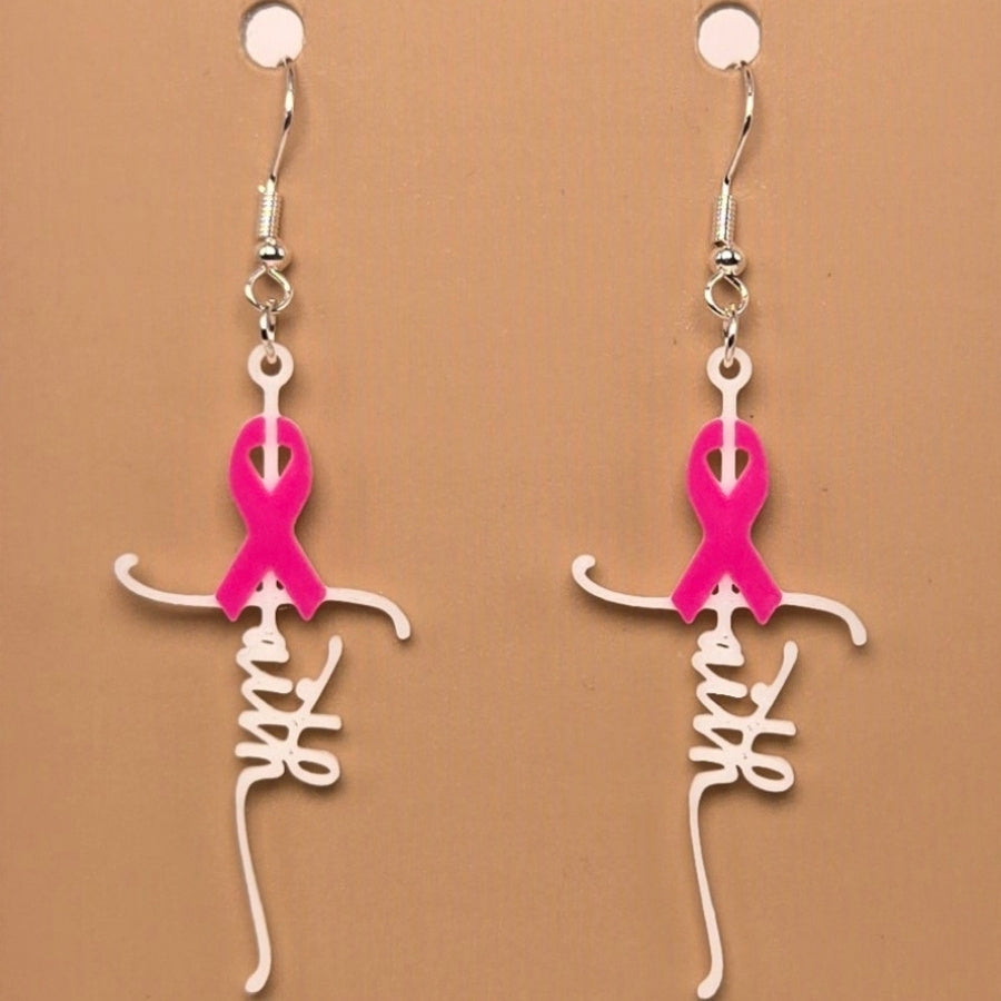 Boucle d'oreille en forme de Cancer du sein avec crochets hypoallergéniques sans nickel