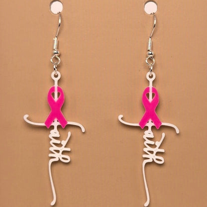 Boucle d'oreille en forme de Cancer du sein avec crochets hypoallergéniques sans nickel