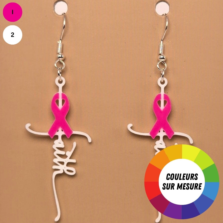 Boucle d'oreille en forme de Cancer du sein avec crochets hypoallergéniques sans nickel