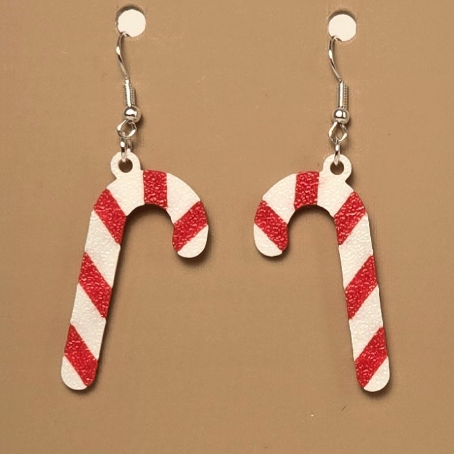 Boucle d'oreille en forme de Canne Noël festive avec crochets hypoallergéniques sans nickel