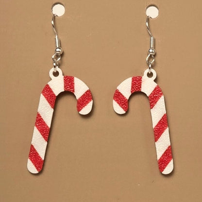 Boucle d'oreille en forme de Canne Noël festive avec crochets hypoallergéniques sans nickel