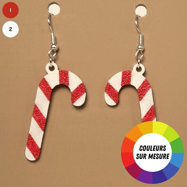 Boucle d'oreille en forme de Canne Noël festive avec crochets hypoallergéniques sans nickel