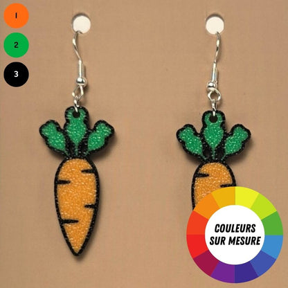 Boucle d'oreille en forme de Carotte avec crochets hypoallergéniques sans nickel
