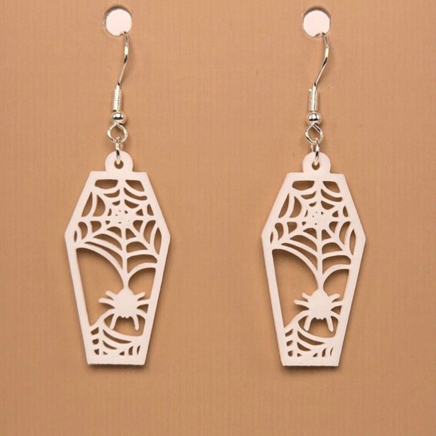 Boucle d'oreille en forme de Cercueil Araignée avec crochets hypoallergéniques sans nickel