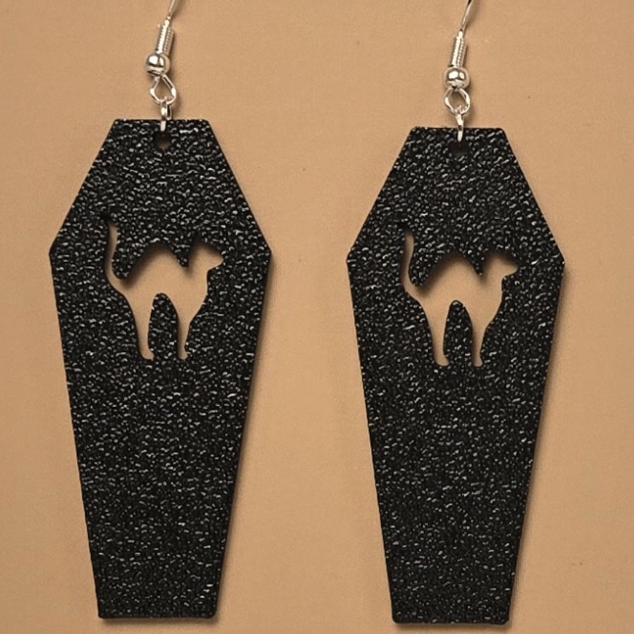 Boucle d'oreille en forme de Cercueil Chat avec crochets hypoallergéniques sans nickel