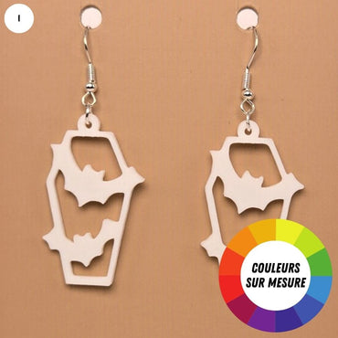 Boucle d'oreille en forme de Cercueil Chauve-Souris avec crochets hypoallergéniques sans nickel