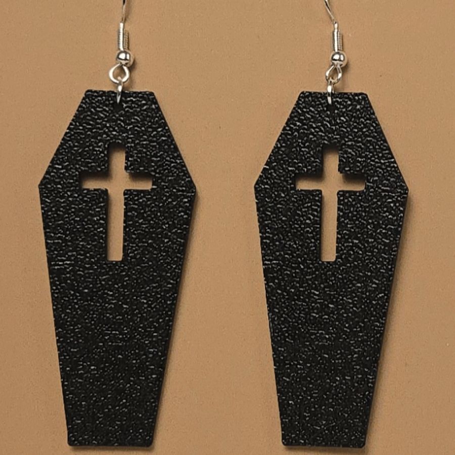 Boucle d'oreille en forme de Cercueil Croix avec crochets hypoallergéniques sans nickel