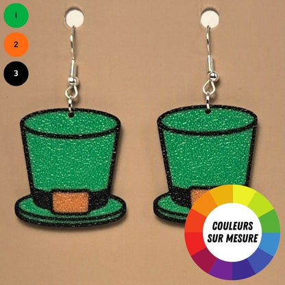 Boucle d'oreille en forme de chapeau festif avec crochets hypoallergéniques sans nickel