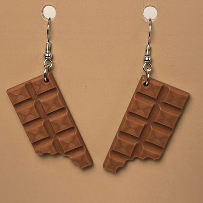 Boucle d'oreille en forme de Chocolat avec crochets hypoallergéniques sans nickel