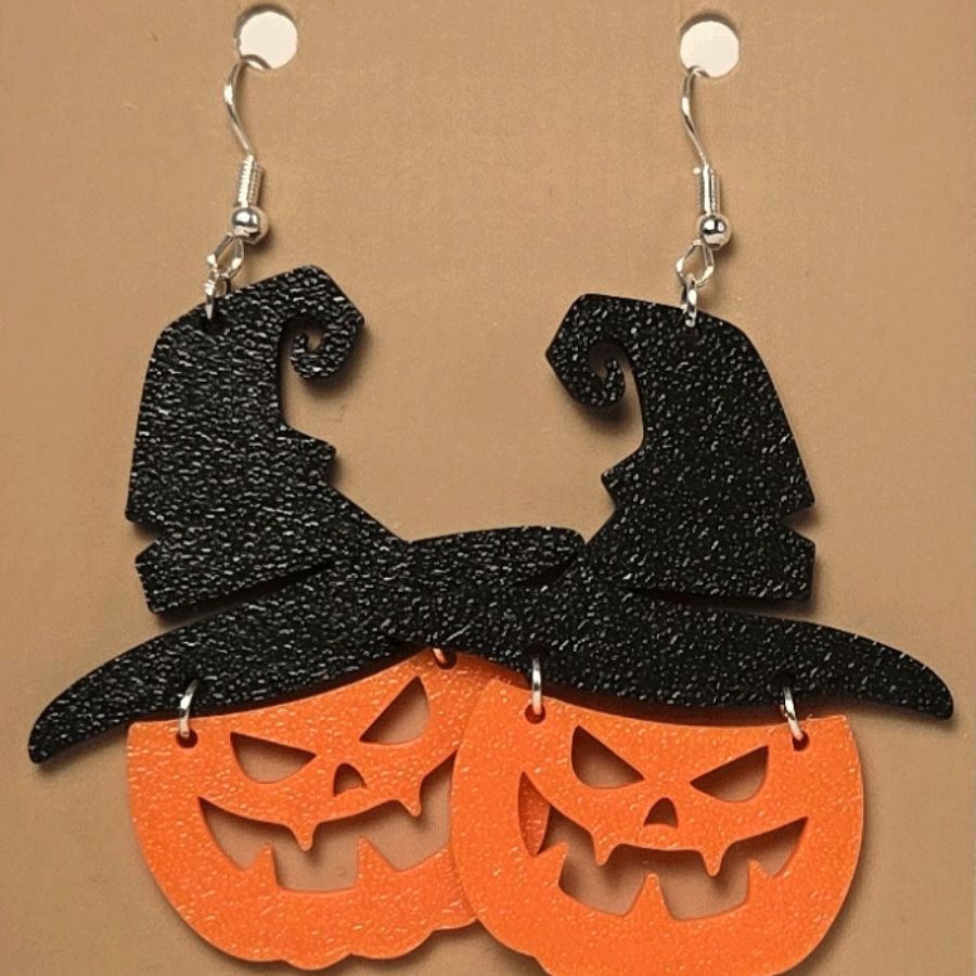 Boucle d'oreille en forme de Citrouille Sorcier avec crochets hypoallergéniques sans nickel