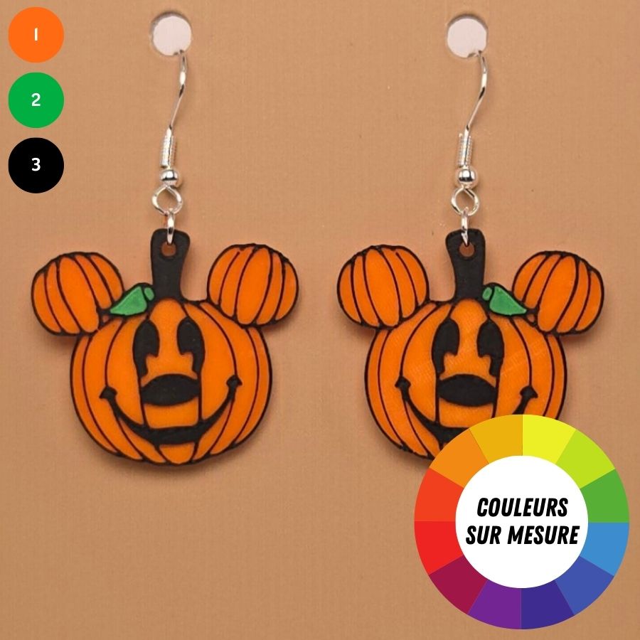 Boucle d'oreille en forme de Citrouille avec crochets hypoallergéniques sans nickel