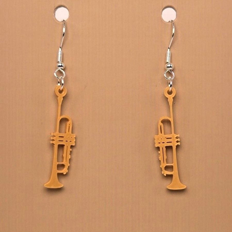 Boucle d'oreille en forme de Clarinette avec crochets hypoallergéniques sans nickel