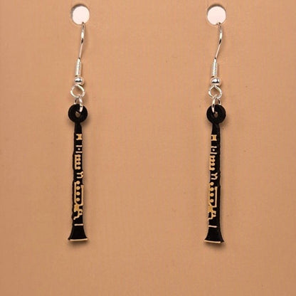 Boucle d'oreille en forme de Clarinette avec crochets hypoallergéniques sans nickel
