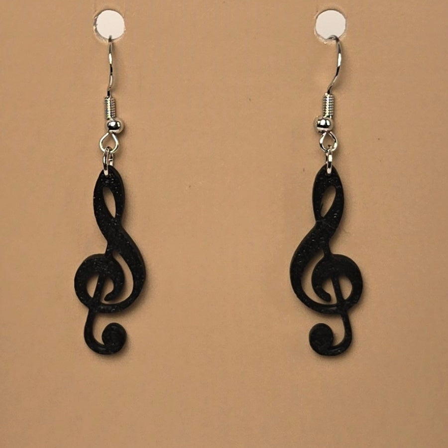 Boucle d'oreille en forme de Clef de Sol avec crochets hypoallergéniques sans nickel