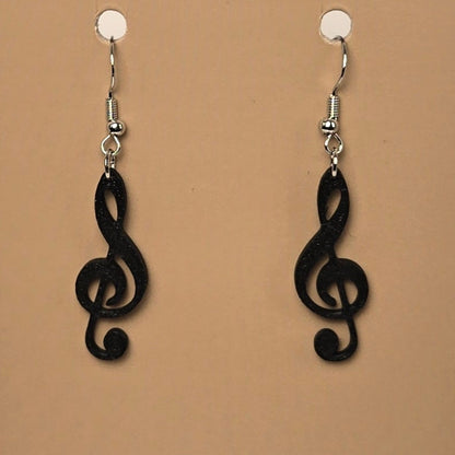 Boucle d'oreille en forme de Clef de Sol avec crochets hypoallergéniques sans nickel