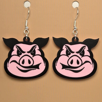 Boucle d'oreille en forme de Cochon avec crochets hypoallergéniques sans nickel