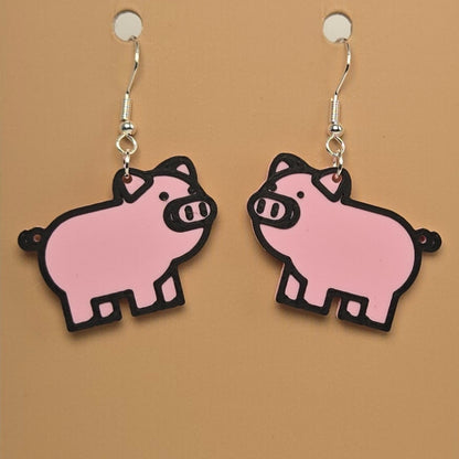 Boucle d'oreille en forme de Cochon avec crochets hypoallergéniques sans nickel