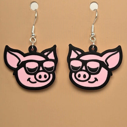 Boucle d'oreille en forme de Cochon avec crochets hypoallergéniques sans nickel