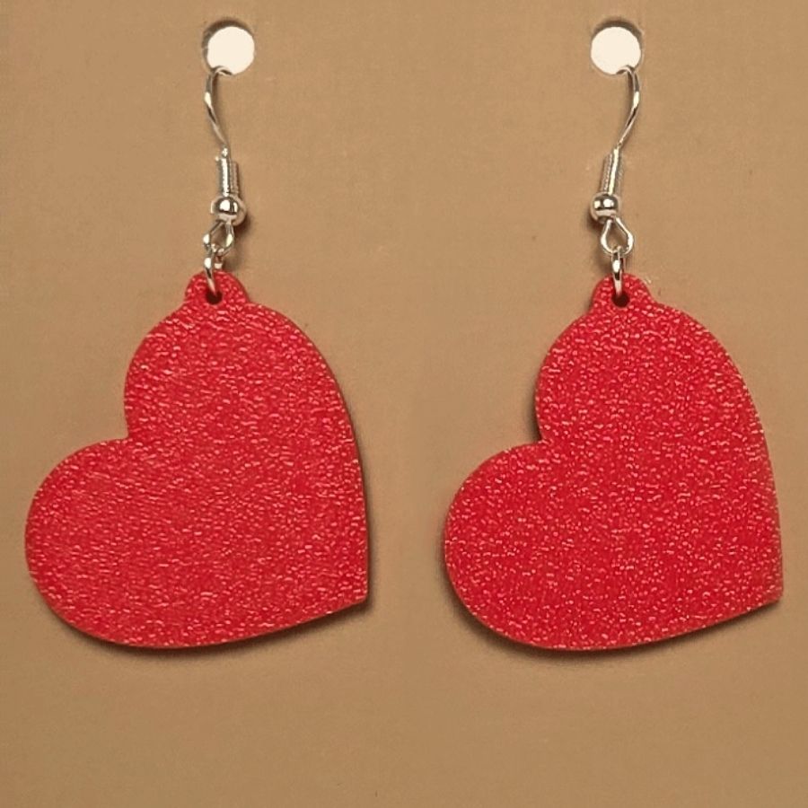 Boucle d'oreille en forme de Coeur imprimée en 3D avec crochets hypoallergéniques sans nickel