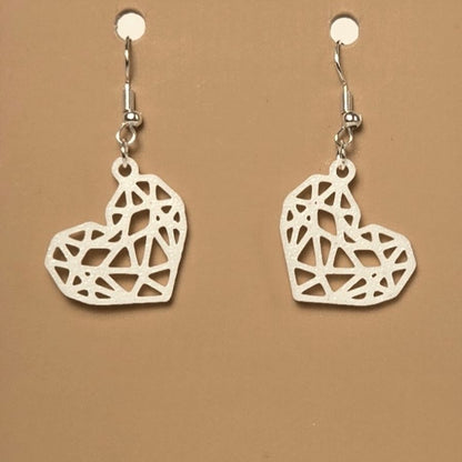 Boucle d'oreille en forme de Coeur imprimée en 3D avec crochets hypoallergéniques sans nickel