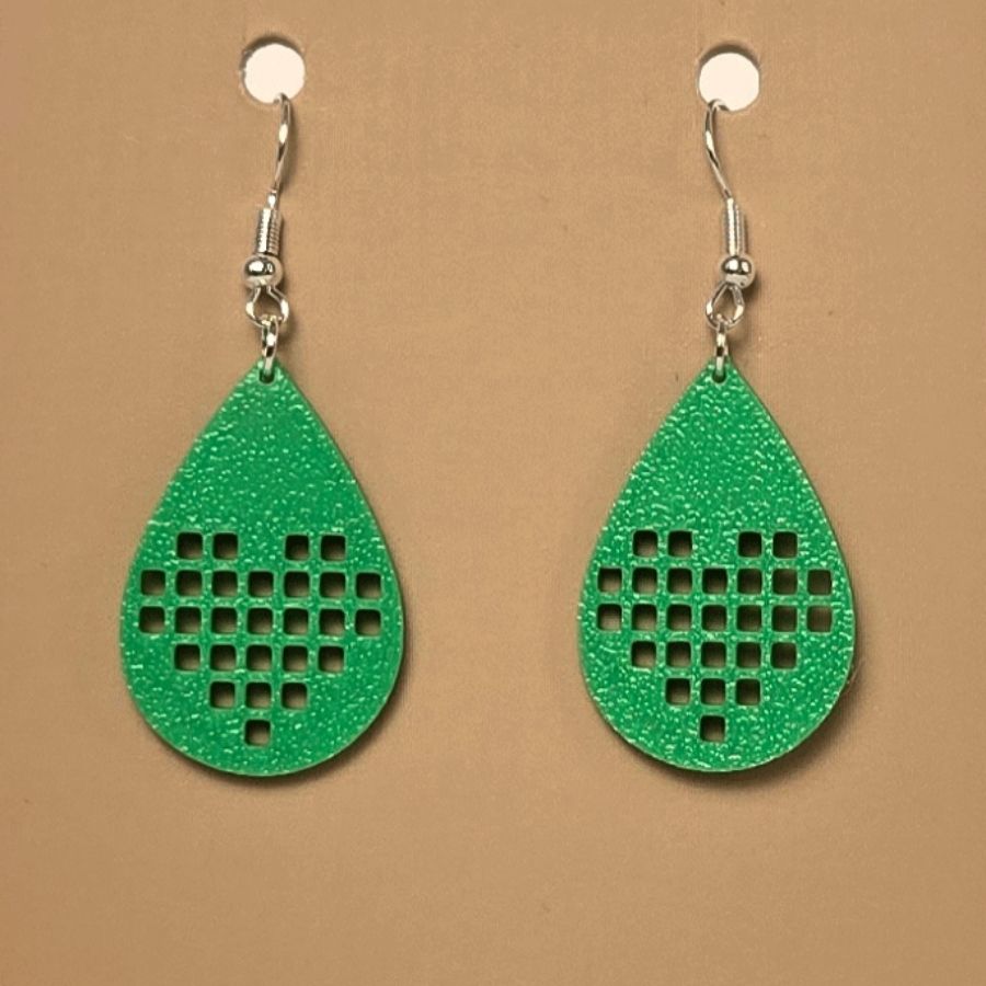 Boucle d'oreille en forme de Coeur imprimée en 3D avec crochets hypoallergéniques sans nickel