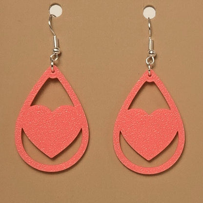 Boucle d'oreille en forme de Coeur imprimée en 3D avec crochets hypoallergéniques sans nickel